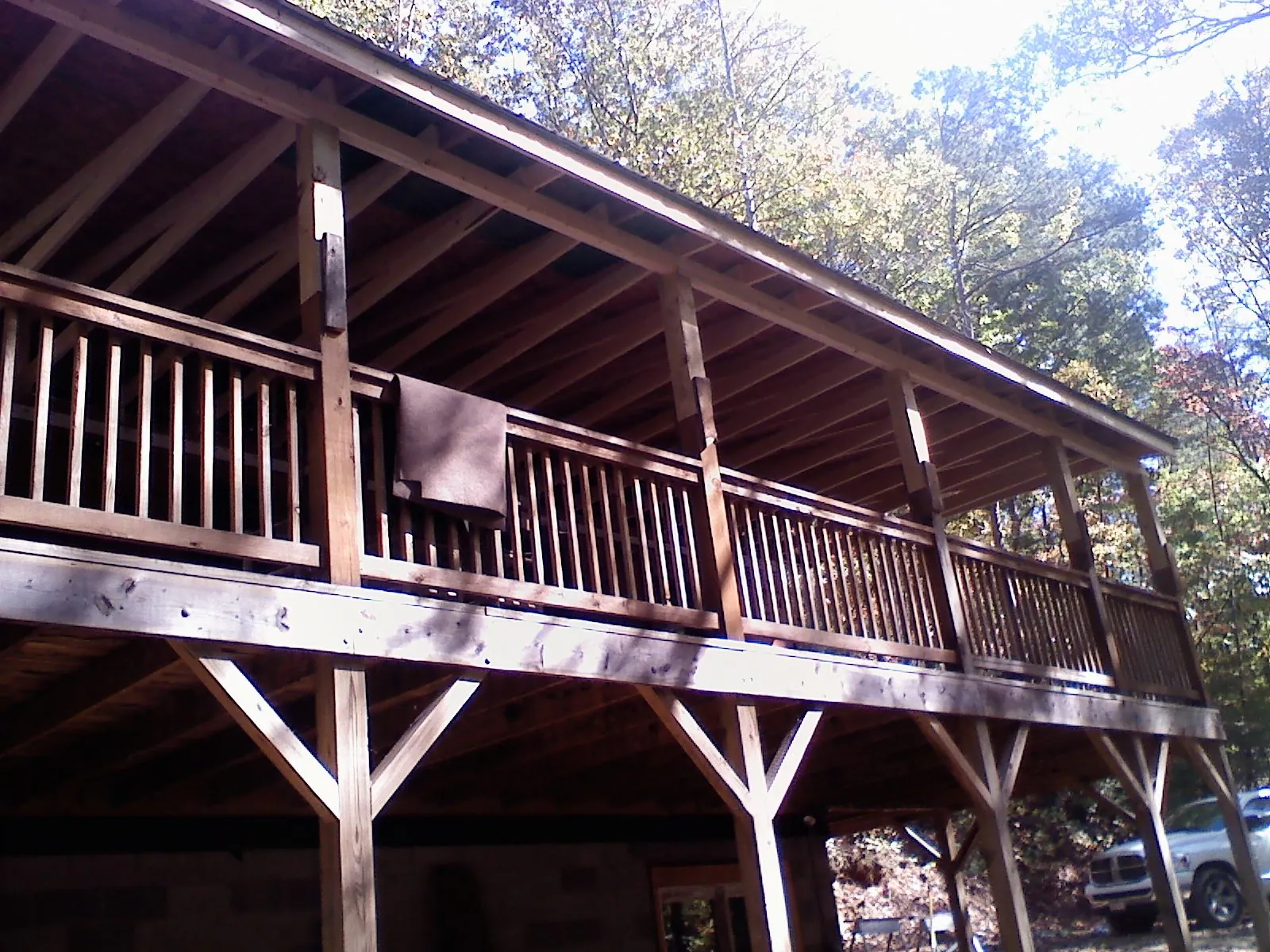 Timber framing under a new elevated porch and deck — Roof Leak Repair in Cornelius by Roofing Brothers